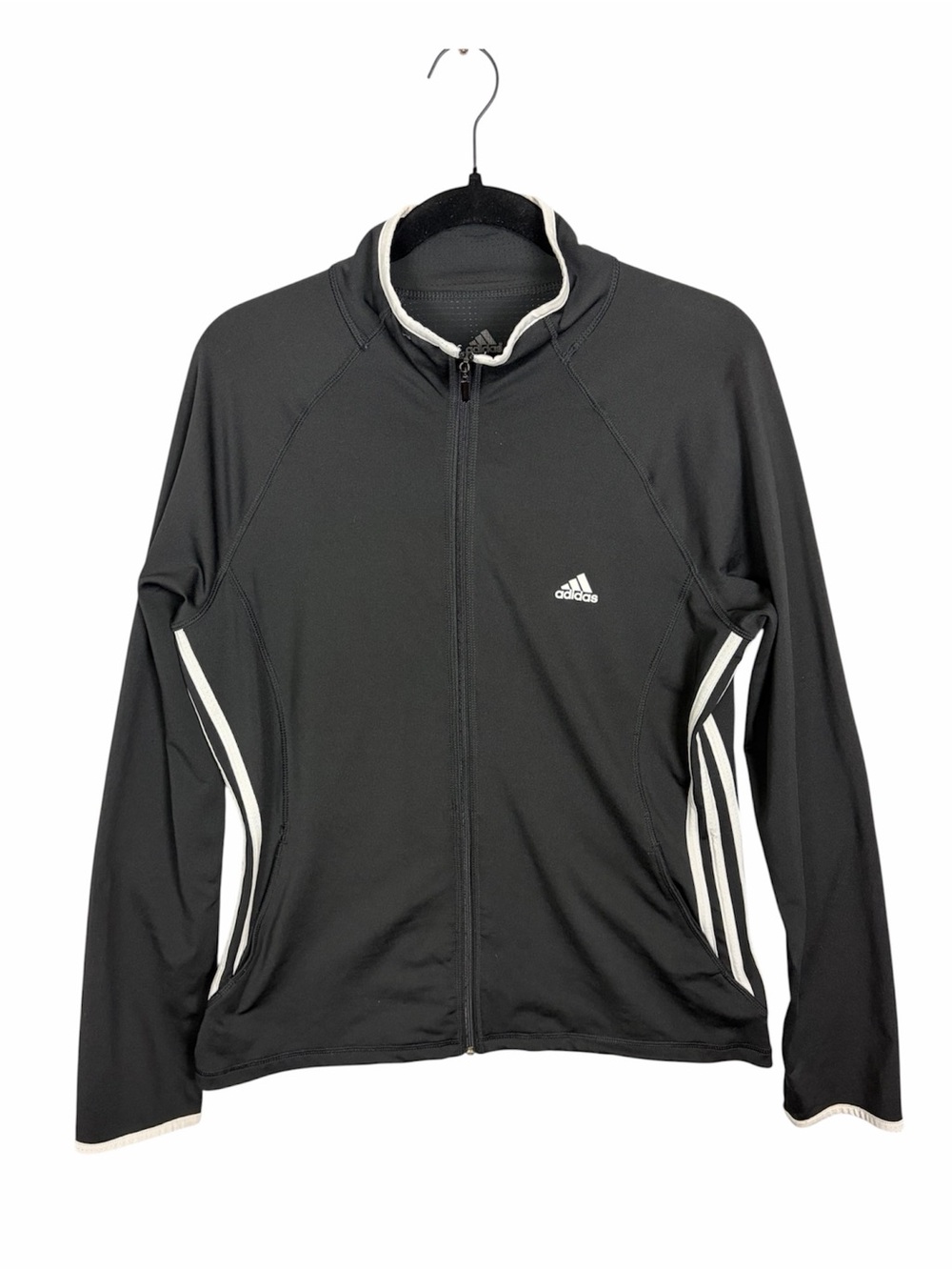 adidas Women’s Large Black White Full Zip Athletic Jacket